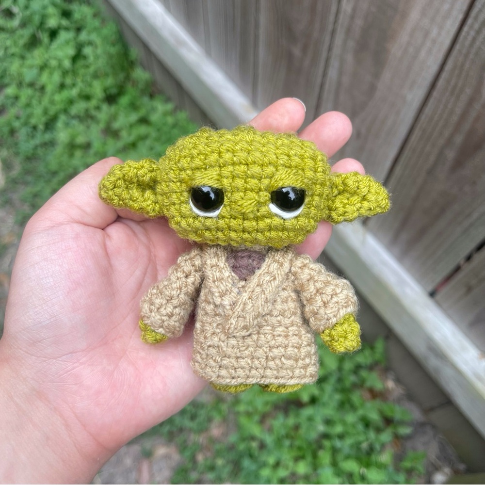 Yoda Master Yoda Star Wars Inspired Handmade Green and Tan Crochet Figure